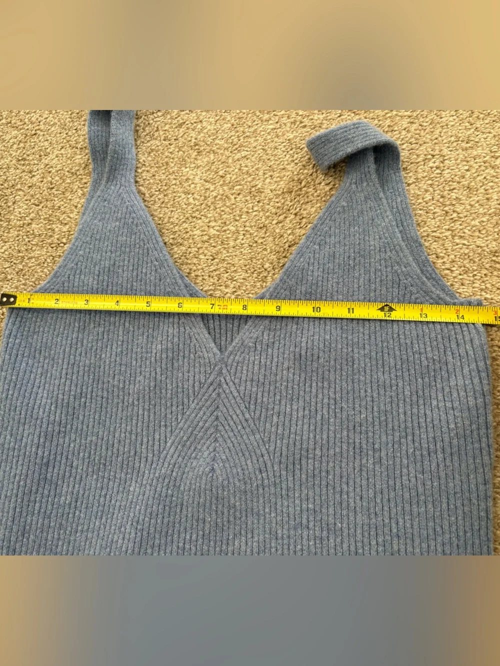 J. Crew Blue Ribbed Knit V-Neck Knit Sleeveless Cropped Camisole Top Size XL NWT